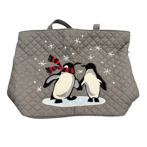 Vera Bradley small Vera Quilted Tote Bag with Penguin Embroidery